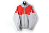 Vintage Adidas Track Jacket Medium / Large gray red 80s made in Korea sport jacket