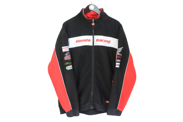 Vintage Honda FLeece XLarge jacket racing style big logo multicolor sweatshirt full zip race motor warm wear 90's brand authentic clothing