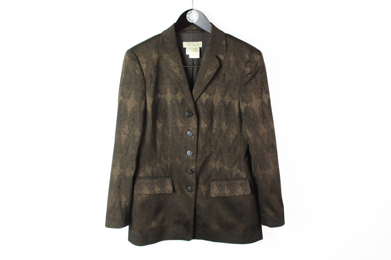 Vintage Escada Margaretha Ley Blazer Jacket Women's 40 python brown 90's retro style 