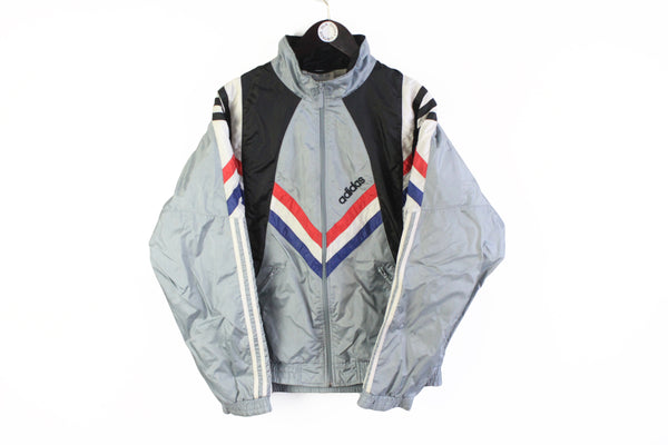 Vintage Adidas Track Jacket Large gray 90's full zip sport windbreaker