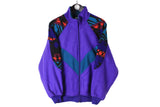 Vintage Fleece Small size men's full zip sweatshirt warm purple bright multicolor 90's style winter sweater ski mountain wear