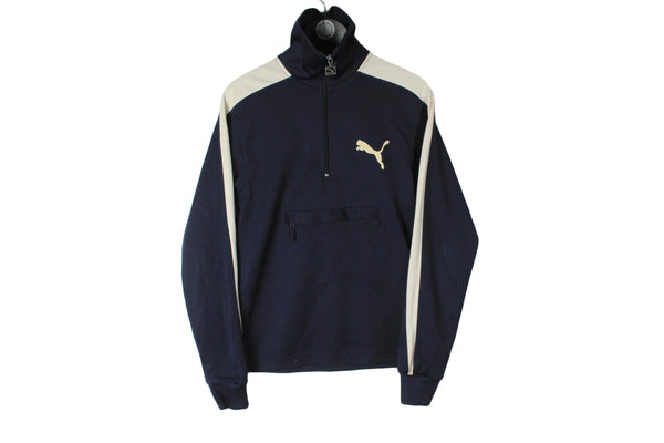 Vintage Puma Sweatshirt Medium size men's unisex oversize 1/4 zip big logo sport wear long sleeve cotton pullover