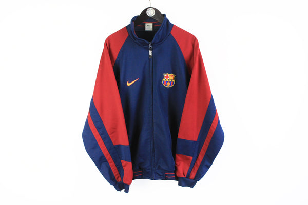 Vintage Nike Barcelona Track Jacket XLarge Catalonya blue red 90's football Spain full zip windbreaker