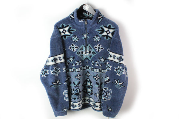 Vintage Fleece 1/4 Zip Large / XLarge blue 90's retro style ski sweater