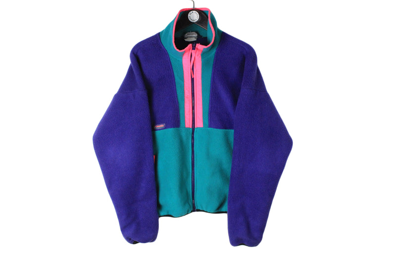 Vintage Columbia Fleece Medium / Large size full zip bright multicolor polar wear ski mountain outdoor sweatshirt 90's brand