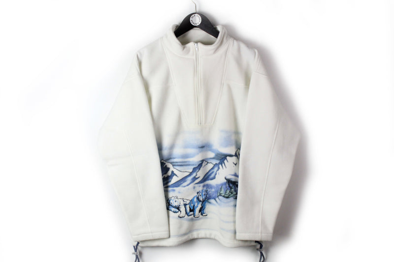 Vintage Fleece Half Zip Medium polar bear arctic sweater 90s animal pattern