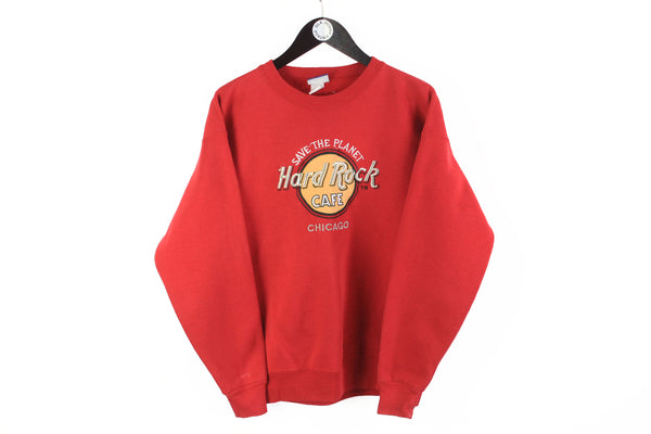 Vintage Hard Rock Cafe Chicago Lee Sweatshirt Medium red big logo 90's crewneck USA style