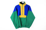 Vintage Fleece Half Zip Medium multicolor green yellow blue 80's ski style jumper
