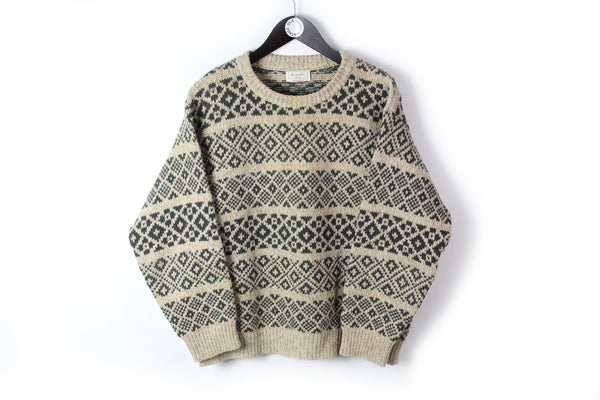 Vintage United Colors of Benetton Sweater Medium brown 90s multicolor wool 