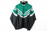 Vintage Adidas Track Jacket Medium black green big logo 90s sport jacket