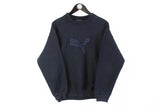 Vintage Puma Sweatshirt Medium navy blue big logo 90's crewneck retro style jumper