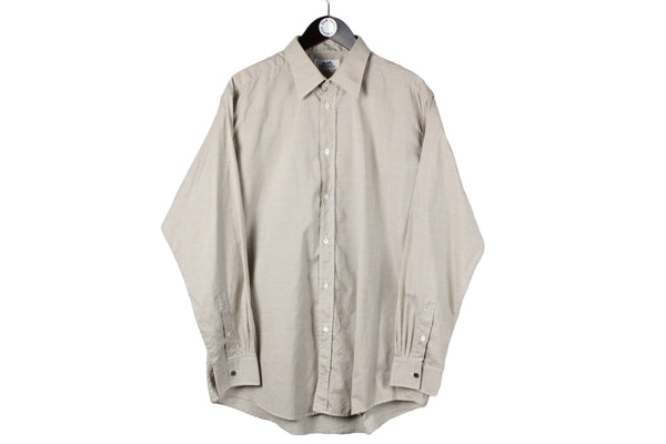 vintage HERMES Shirt men's authentic 80s retro plaid cotton 100% blouse Size 17 42 Paris rare deadstock casual luxury tee 90s classic fit