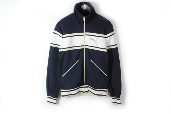 Vintage Puma Track Jacket Medium 80s navy blue sportswear athletic windbreaker