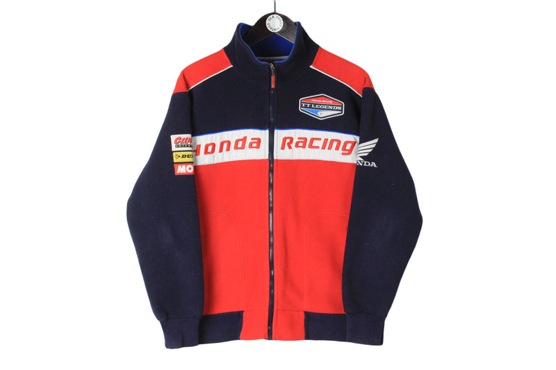 Vintage Honda Fleece Small size sweatshirt full zip racing big logo race car motor style bright formula 1 90's merch