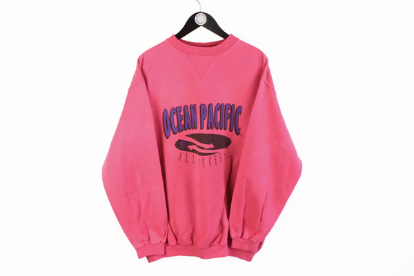 Vintage Ocean Pacific Sweatshirt XLarge pink big logo 80's retro style crewneck