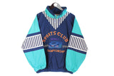 Vintage Sports Club Jacket Small size anorak blue multicolor big logo track wear 90's style clothing athletic authentic streetstyle