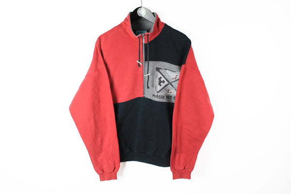 Vintage Maser Sweatshirt Half Zip Large black red 90's sport ski jumper