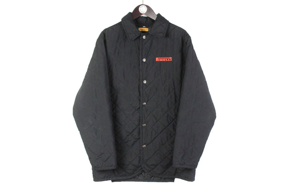 Vintage Pirelli Quilted Jacket Large big logo 90s retro racing tires sport Formula 1 jacket