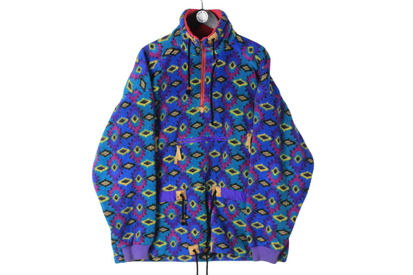 Vintage Polartec Fleece XXLarge size men's oversize 1/4 zip jumper multicolor bright colorway pullover warm ski polar sport athletic mountains wear 90's retro style outdoor outfit