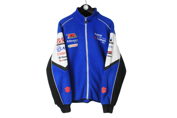 Vintage Suzuki Fleece Medium size men's full zip jacket race racing style sport car outfit Formula 1 retro wear 90's style warm sweatshirt moto authentic