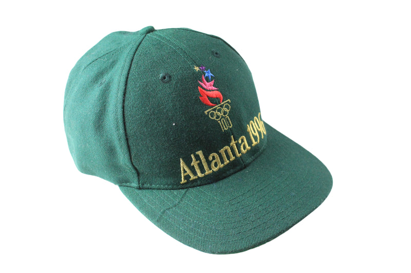 Vintage Atlanta 1996 Olympic Games Cap green big logo 90s USA sport hat 