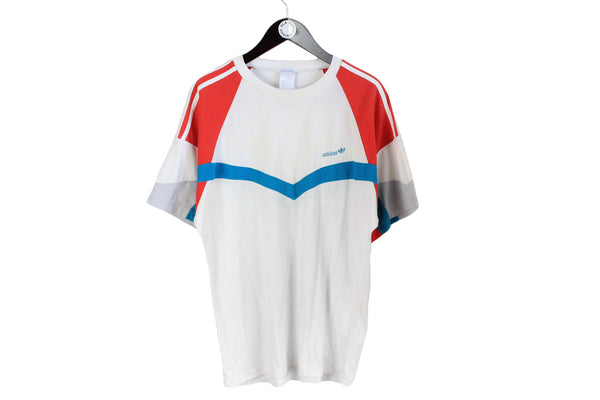 Vintage Adidas T-Shirt XLarge size men's oversize multicolor sport retro wear summer top 90's style rare tee germany brand authentic athletic sport shirt