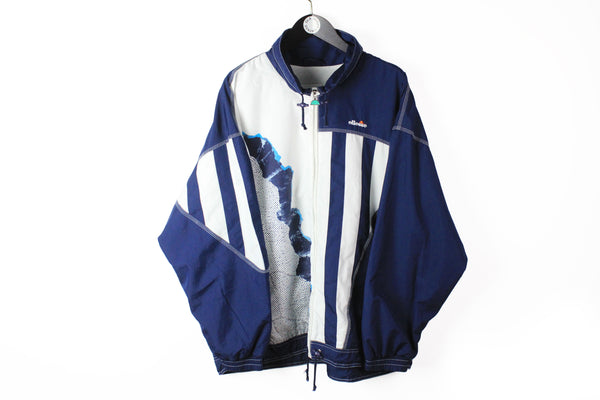 Vintage Ellesse Track Jacket Large / XLarge blue white 90s full zip retro style athletic coat