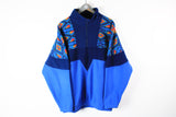 Vintage Fleece 1/4 Zip XLarge blue abstract pattern 90s sport ski sweater