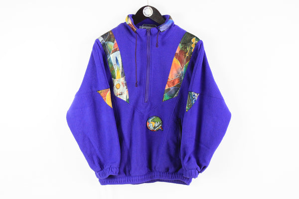 Vintage Schneider Fleece Half Zip Small purple 90's multicolor retro style ski sweater