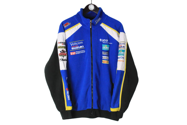 Vintage Suzuki Fleece Large size men's full zip jacket race racing style sport car outfit Formula 1 retro wear 90's style warm sweatshirt moto authentic