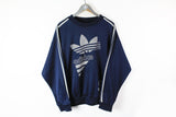 Vintage Adidas Sweatshirt Large navy blue big logo 90s sport jumper