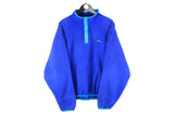 Vintage L.L.Bean Fleece XLarge blue snap buttons retro 90s outdoor sport sweater ski trekking jumper