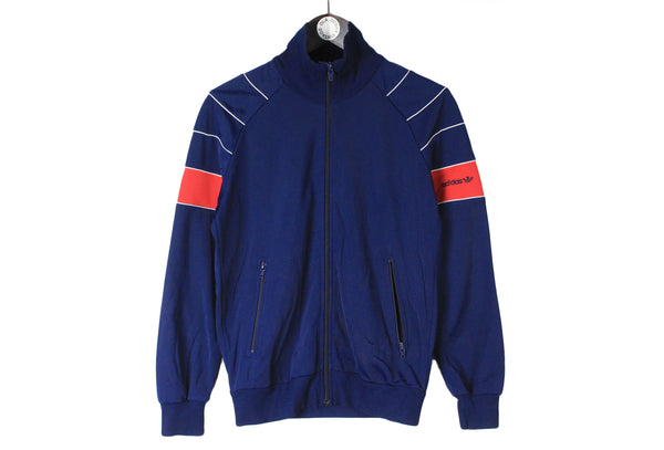 Vintage Adidas Track Jacket Small size men's navy blue full zip training sport wear authentic athletic rare retro 90's 80's Germany brand