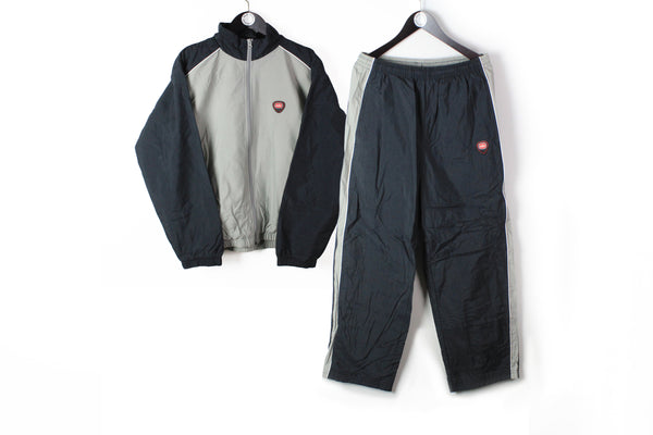 Vintage Nike Tracksuit XLarge gray black 90s sport style small logo authentic minimalism sport suit