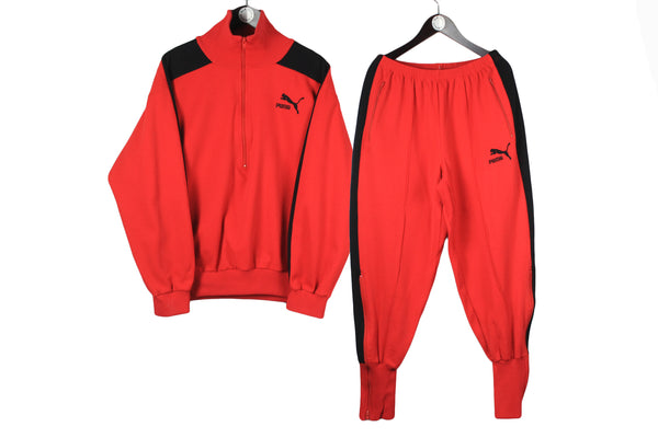 vintage PUMA Sport Classic track suit acid red color Size S/M oversize retro hipster sport clothing rave 90s 80s authentic rare men's