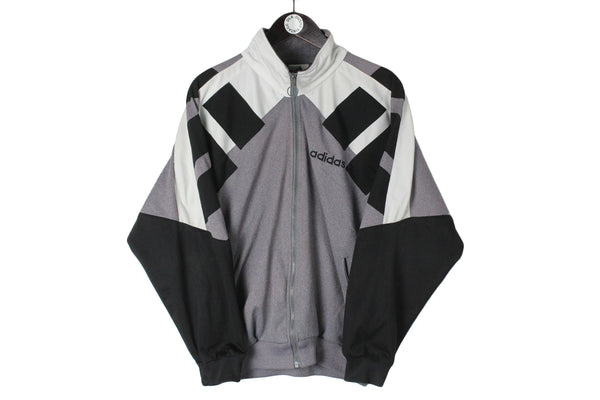 Vintage Adidas Track Jacket Small size men's gray black full zip training sport wear authentic athletic rare retro 90's 80's Germany brand