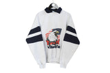 Vintage USA Sweatshirt Medium size men's retro sweatshirt gray collared eagle big logo symbol American pullover 1/4 zip jumper made in USA Andy's