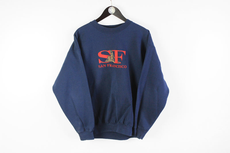 Vintage San Francisco Sweatshirt Medium navy blue big logo made in USA 90's crewneck