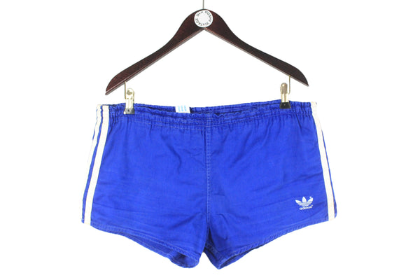 Vintage Adidas Shorts Large blue 90s retro cotton sport style running 80s  made in Yugoslavia shorts