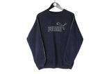 Vintage Puma Sweatshirt Men's Small / Women's Large size oversize pullover big logo sport brand long sleeve jumper rare retro 90's style athetic crewneck navy blue