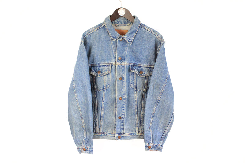 Vintage Levis Denim Jacket Large blue 90's retro style USA jean jacket