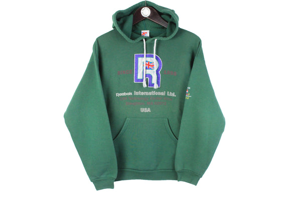 Vintage Reebok Hoodie Small classic made in Italy green big logo 90s retro sport jumper 