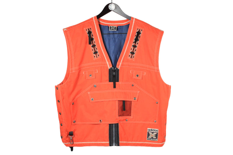 vintage ADIDAS EXTREME Vest Jacket men's Size L/XL authentic retro rave hipster 90's 80's suit streetwear clothing athletic orange techno
