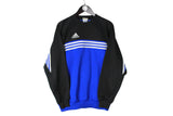 Vintage Adidas Sweatshirt Medium / Large size men's oversize black blue front logo sport street style 90's clothing authentic athletic rare Germany brand