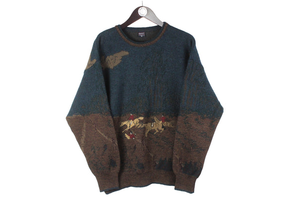 Vintage Gant Sweater Large / XLarge retro hunter horses 90s pullover USA jumper