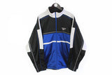 Vintage Reebok Track Jacket Large athletic 90's windbreaker sport style black blue big logo windbreaker