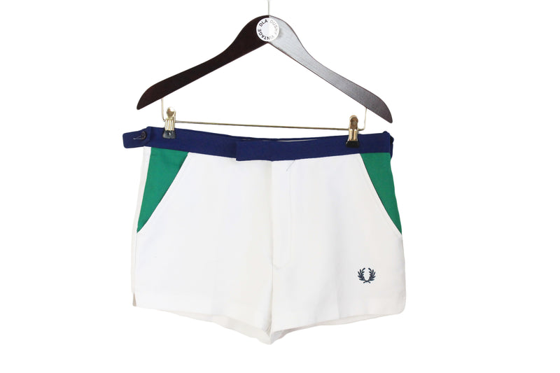 Vintage Fred Perry Shorts Small / Medium size men's white basic sport wear 90's style athletic shorts above the knee length authentic athletic tennis England casual style