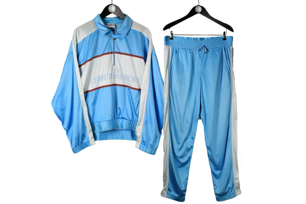 vintage CERRUTI 1881 SPORT track suit blue white color Size 46 oversize retro hipster sport clothing rave 90's 80's authentic unisex bright