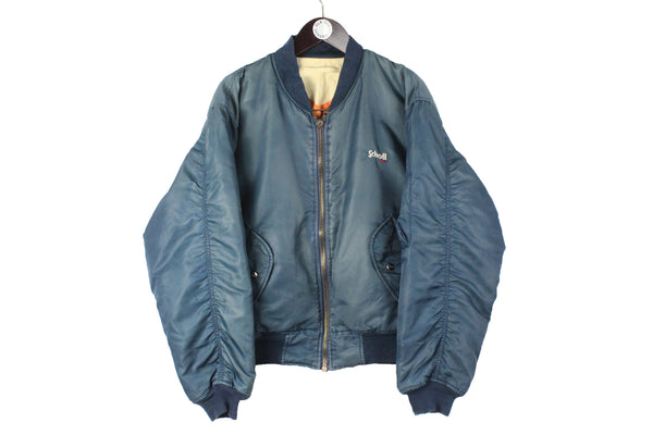 Vintage Schott Jacket Large blue oversize flying USA 90s pilot style bomber jacket