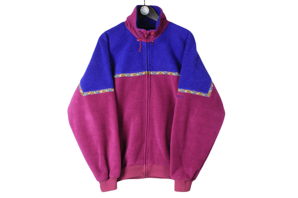 Vintage Schoffel Fleece XLarge size men's unisex oversize full zip multicolor purple sport wear tech clothing athletic 90's style ski sport authentic mountains extreme jacket sweatshirt